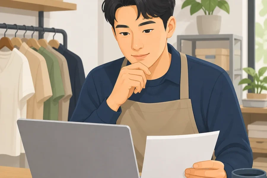 청년 소상공인이 사업자금 융자 신청을 준비하는 모습