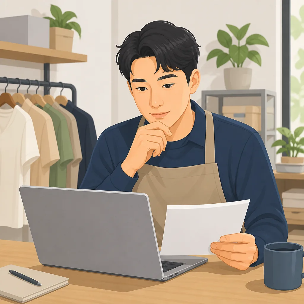 청년 소상공인이 사업자금 융자 신청을 준비하는 모습